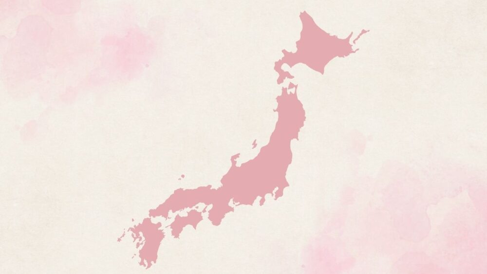 ピンク色の日本地図イラスト画像
